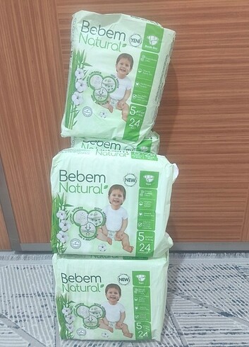 Diğer Bebem naturel 5 beden cırtlı bez 120 adet