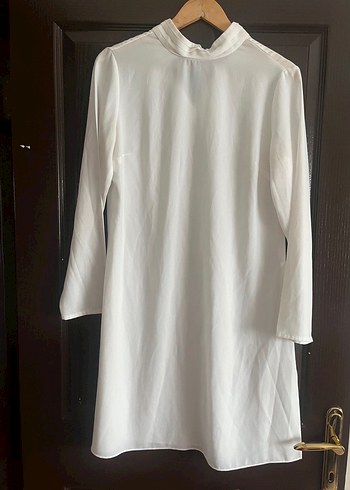 Drapeli Uzun Kollu Mavi Kadın Elbise - Görsel 3