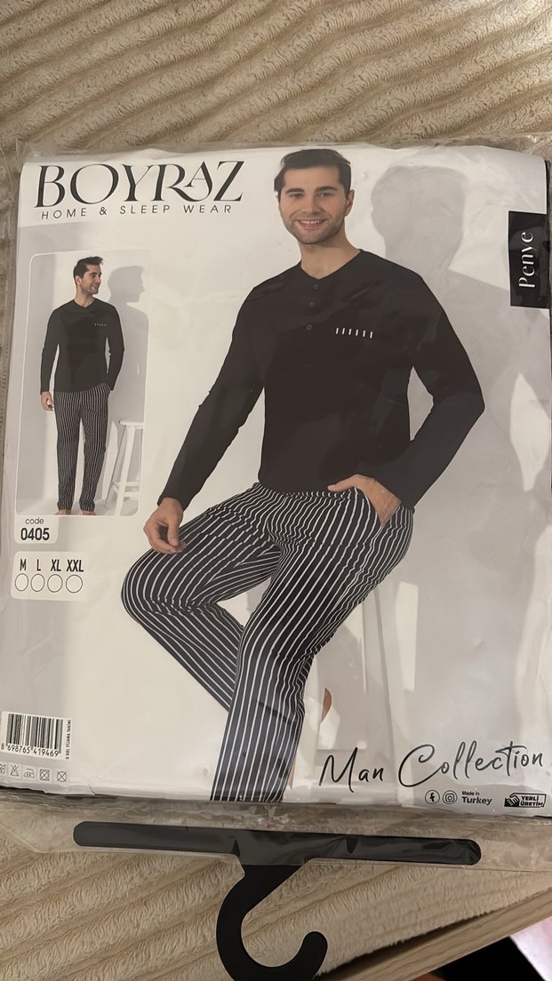 Düğmeli Siyah Erkek Pijama Takımı - Görsel 3