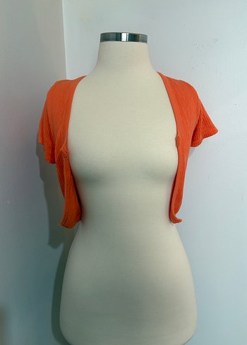 Turuncu Mini Kısa Kollu Örgü Bluz - Görsel 4