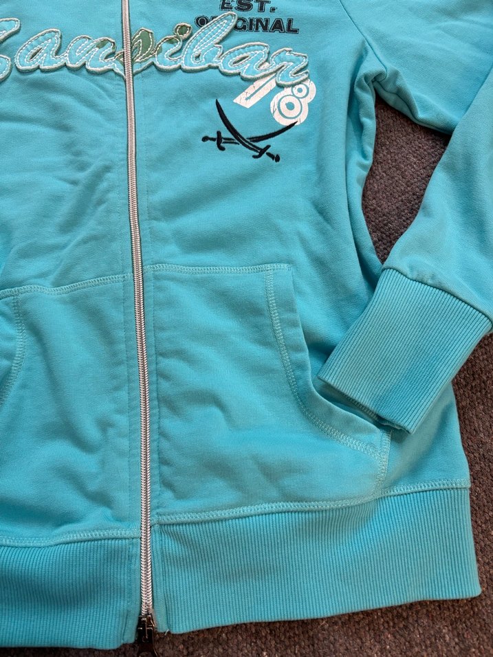 Turkuaz y2k Kapüşonlu Fermuarlı Kadın Sweatshirt - Görsel 3