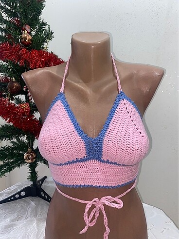 El örgüsü üst bikini/crop