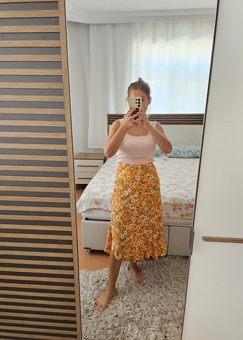 s Beden çeşitli Renk Çiçek Desenli Uzun Bohem Etek