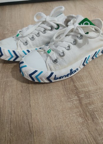 Benetton Beyaz Bağcıklı Kadın Spor Ayakkabı