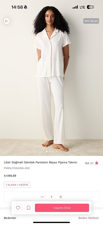 Penti S beden pijama takımı