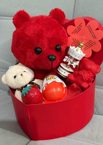 Kırmızı Peluş Ayıcık ve Hediye Seti - Görsel 3