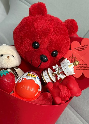 Kırmızı Peluş Ayıcık ve Hediye Seti - Görsel 2