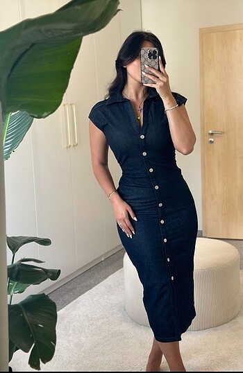 Zara Midi Denim Gömlek Elbise