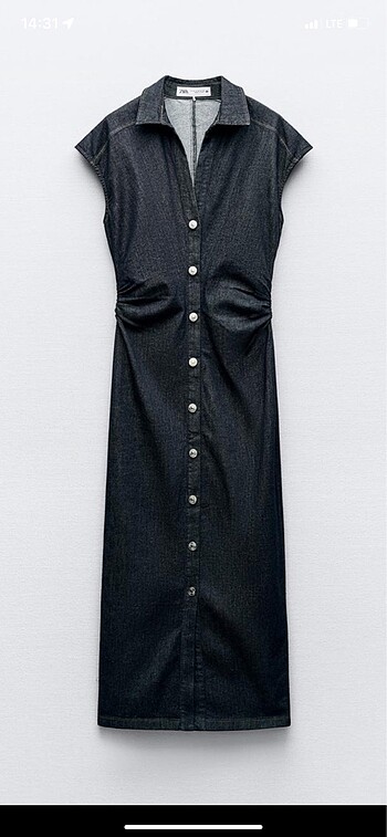xs Beden lacivert Renk Zara Midi Denim Gömlek Elbise
