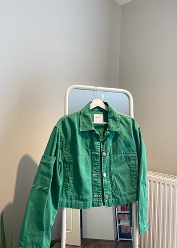 s Beden Bershka Yeşil Denim Ceket