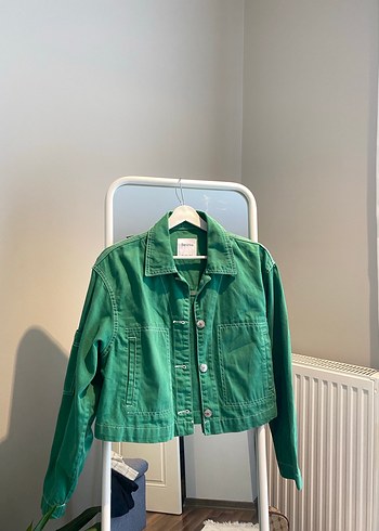 s Beden yeşil Renk Bershka Yeşil Denim Ceket