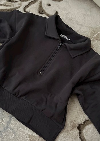 Fermuarlı Gri Kadın Sweatshirt - Görsel 2