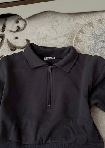 Fermuarlı Gri Kadın Sweatshirt - Görsel 5