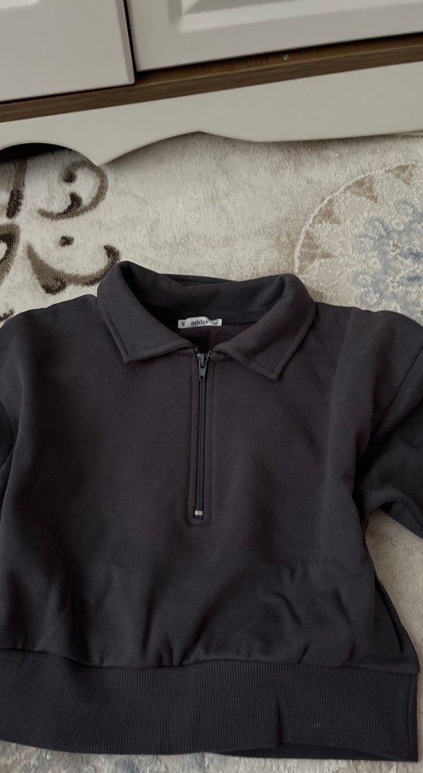 Fermuarlı Gri Kadın Sweatshirt - Görsel 5