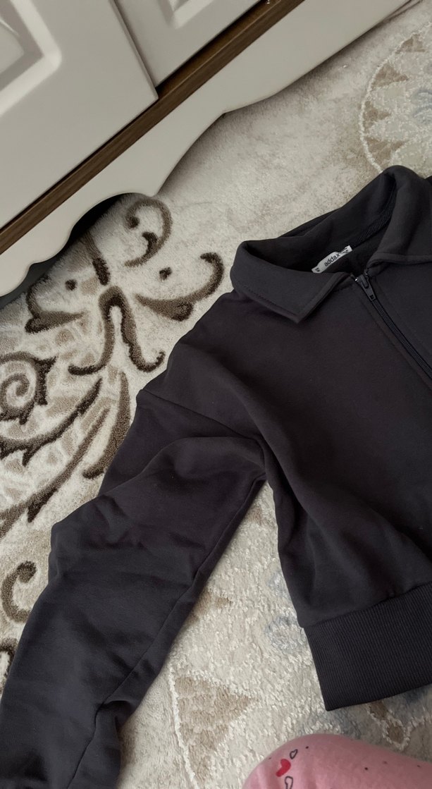 Fermuarlı Gri Kadın Sweatshirt - Görsel 3