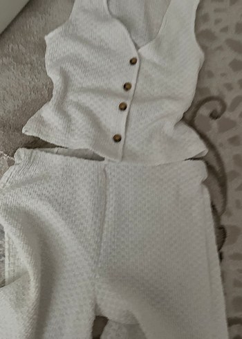 Düğmeli Keten Bohem Kadın Takım - Görsel 5