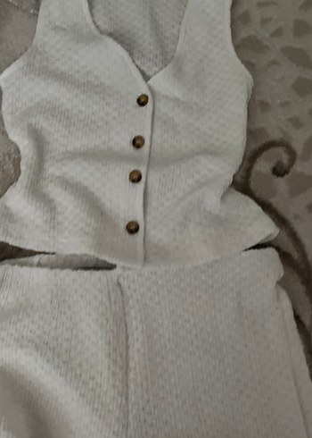 Düğmeli Keten Bohem Kadın Takım - Görsel 2