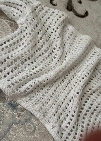 Bohem Beyaz Örgü Kadın Kazak - Görsel 5