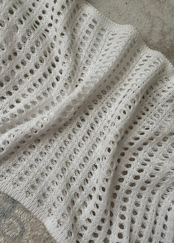 Bohem Beyaz Örgü Kadın Kazak - Görsel 6