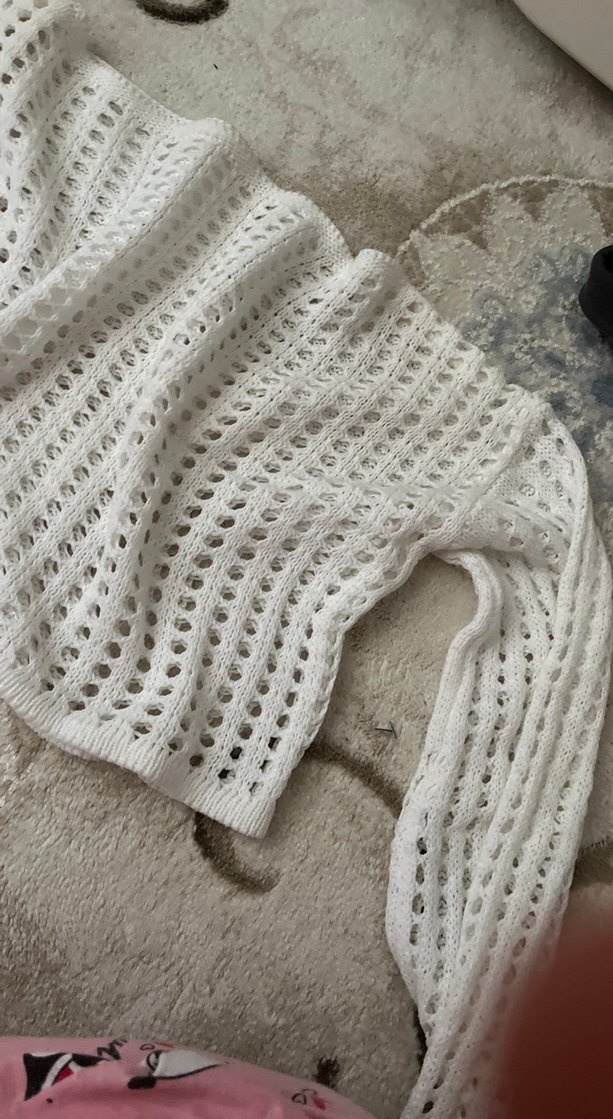 Bohem Beyaz Örgü Kadın Kazak - Görsel 3