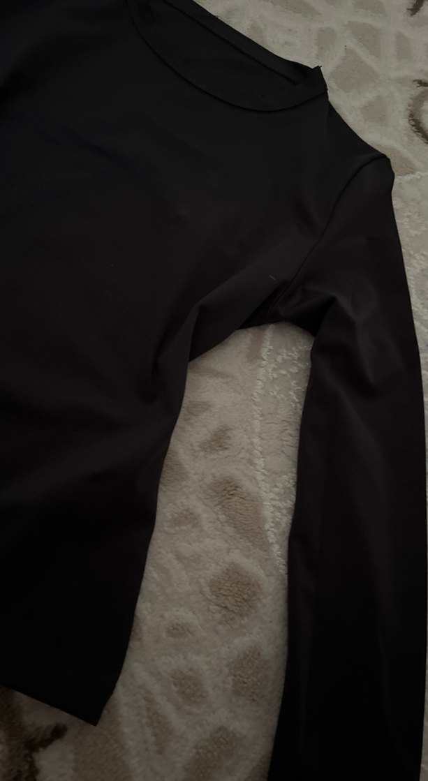 Koyu gri Uzun Kollu Kadın Basic bluz - Görsel 3