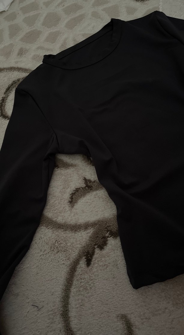 Koyu gri Uzun Kollu Kadın Basic bluz - Görsel 2