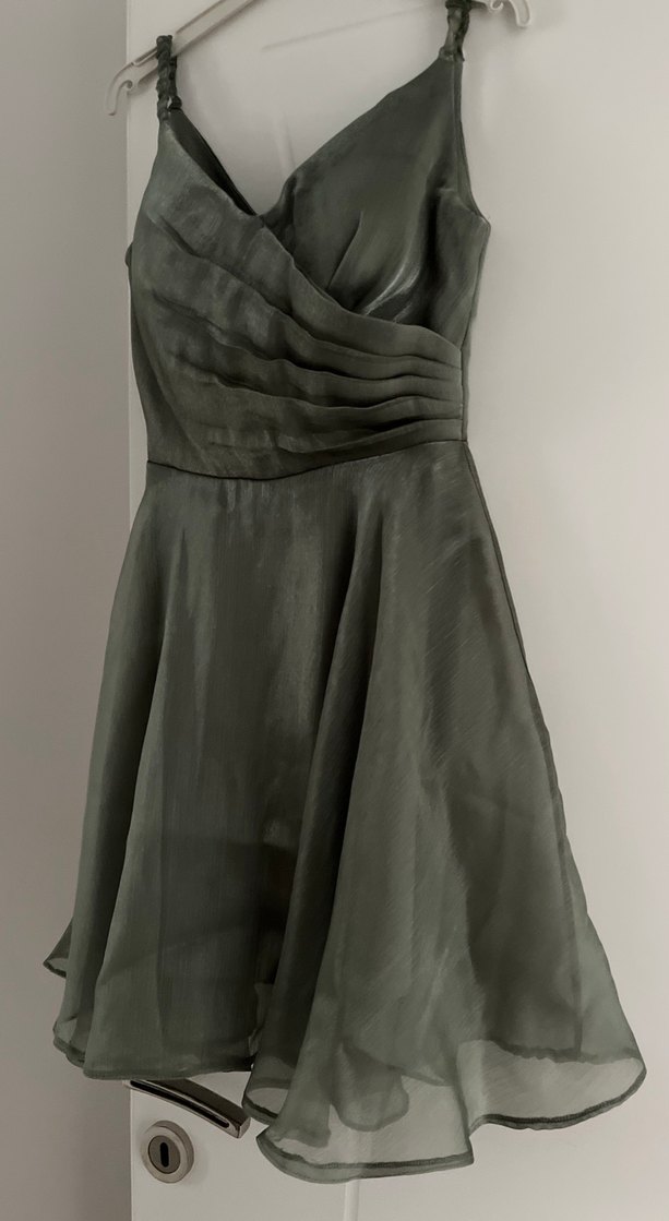 Drapeli V Yakalı Midi Abiye Elbise - Görsel 2