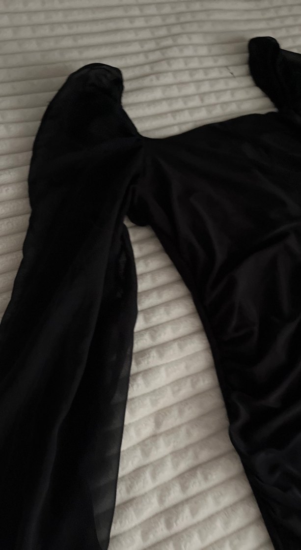 Uzun Kollu Siyah Gotik Elbise - Görsel 2