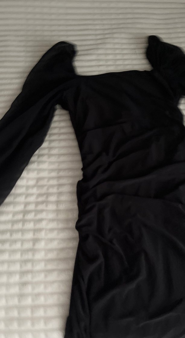 Uzun Kollu Siyah Gotik Elbise - Görsel 5