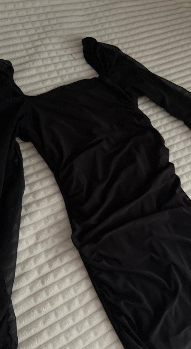 Uzun Kollu Siyah Gotik Elbise - Görsel 3