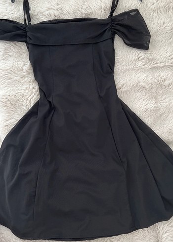 Siyah Drapeli Straplez Midi Elbise - Görsel 7