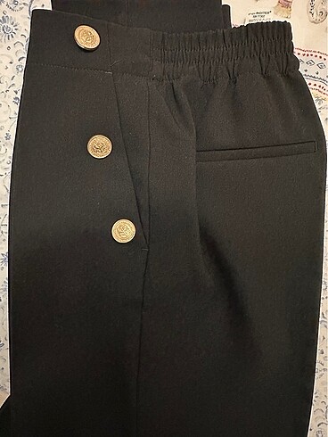 xs Beden siyah Renk Zara düğmeli kumaş pantolon