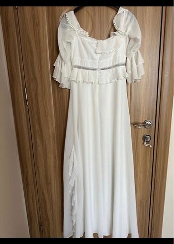 Fırfırlı Beyaz Uzun Bohem Elbise - Görsel 3