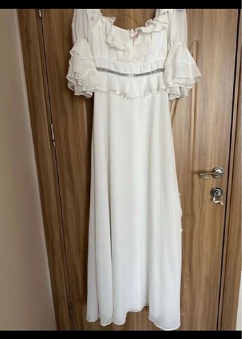 Fırfırlı Beyaz Uzun Bohem Elbise - Görsel 2