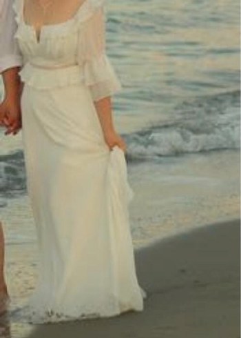 Fırfırlı Beyaz Uzun Bohem Elbise - Görsel 4