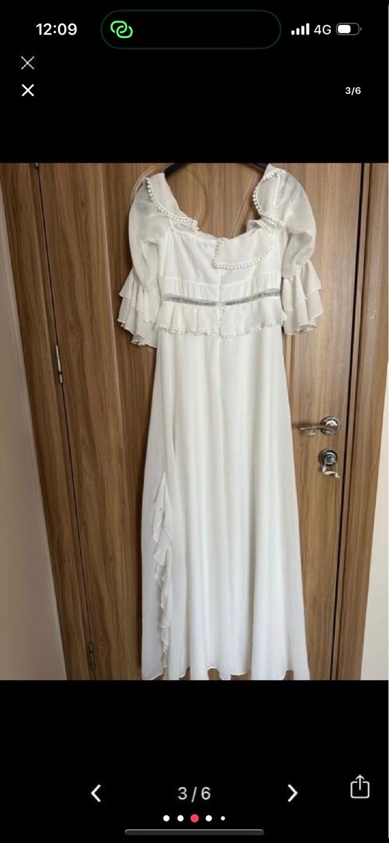 Fırfırlı Beyaz Uzun Bohem Elbise - Görsel 3