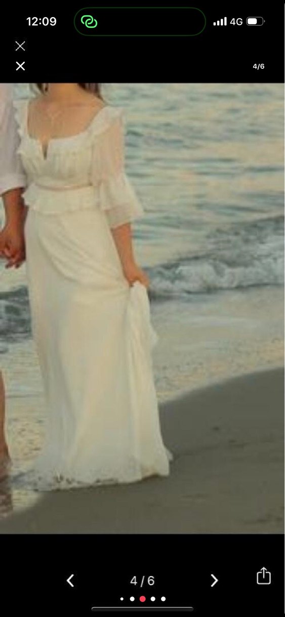 Fırfırlı Beyaz Uzun Bohem Elbise - Görsel 4