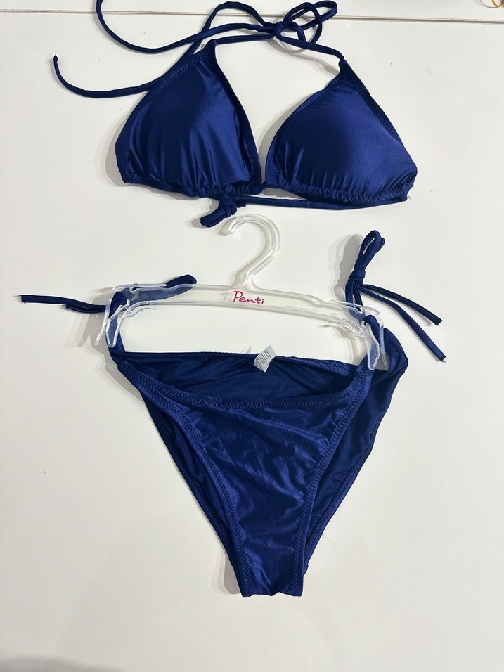 Mavi Parlak İpli Kadın Bikini - Görsel 2