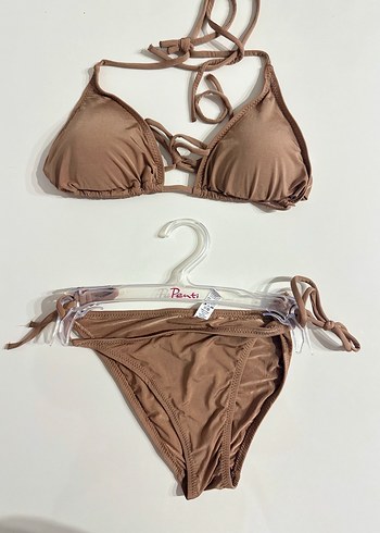 Bej Strappy Mini Bikini - Bohem Şıklık - Görsel 4
