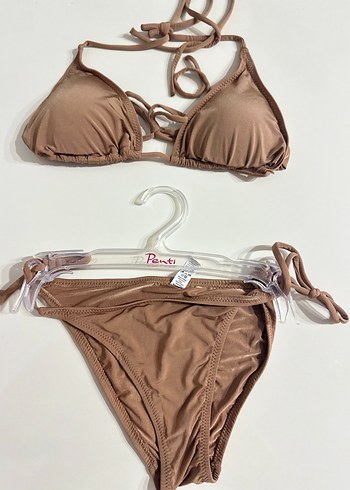 Bej Strappy Mini Bikini - Bohem Şıklık - Görsel 3