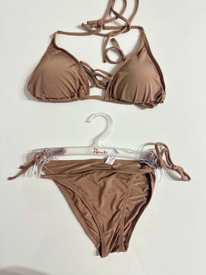 Bej Strappy Mini Bikini - Bohem Şıklık - Görsel 4
