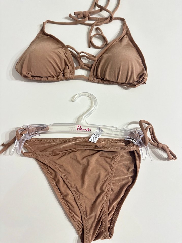 Bej Strappy Mini Bikini - Bohem Tarz - Görsel 2