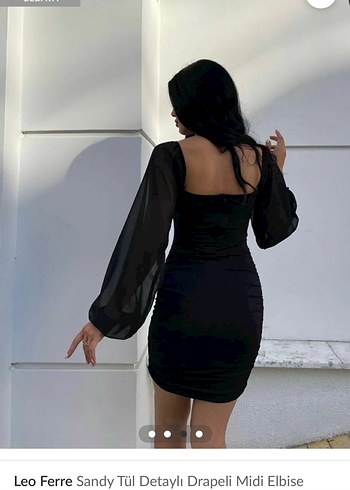 Leo Ferre Siyah Drapeli Mini Elbise - Görsel 3