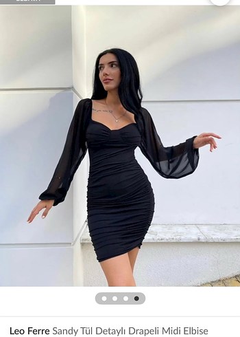 Leo Ferre Siyah Drapeli Mini Elbise - Görsel 2