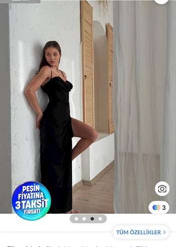 Siyah Straplez Uzun Drapeli Kadın Elbise - Görsel 4