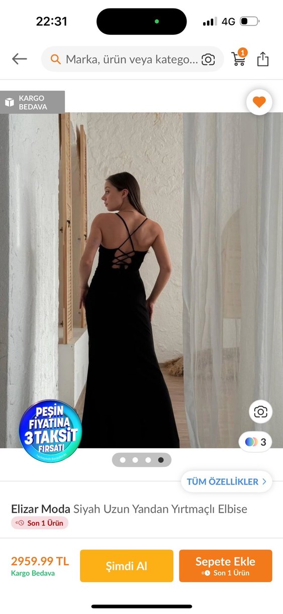 Siyah Straplez Uzun Drapeli Kadın Elbise - Görsel 2