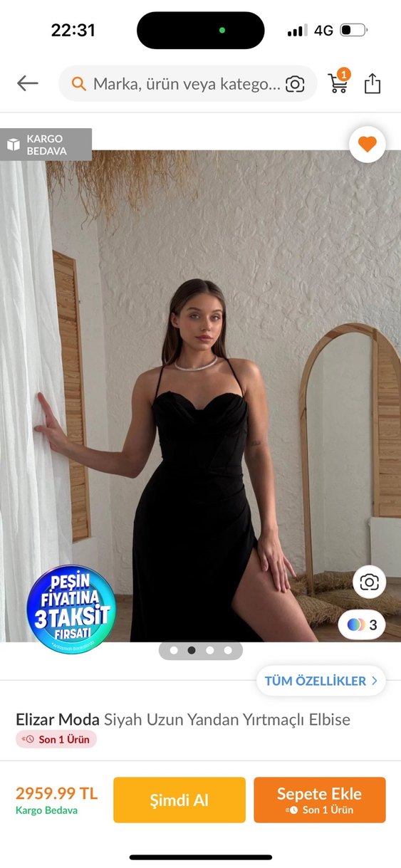 Siyah Straplez Uzun Drapeli Kadın Elbise - Görsel 3