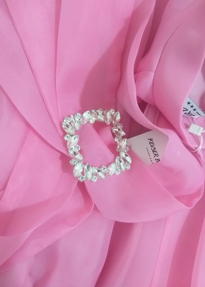 Pembe Kabarık Abiye elbise Balo/Davet - Görsel 2