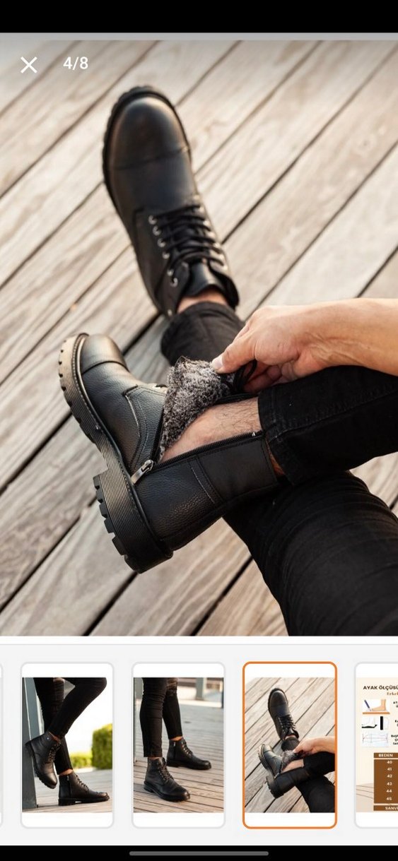 Siyah Parlak Deri Bağcıklı Erkek Botu - Görsel 2