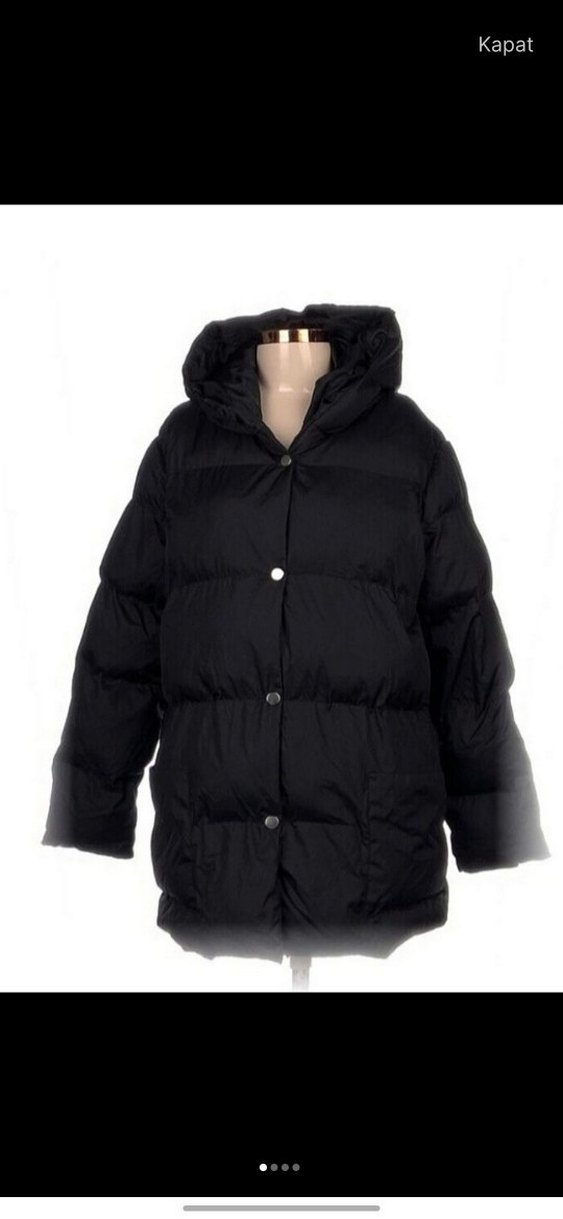 Düğmeli Siyah Midi Kadın Kış Montu - Görsel 4